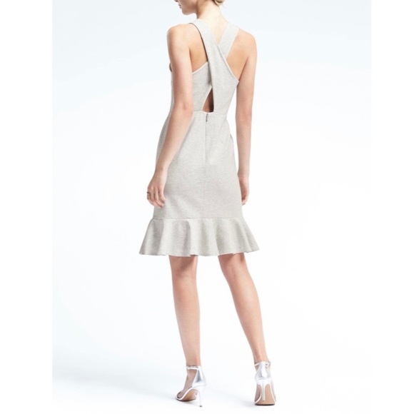 Banana Republic Dresses & Skirts - Banana Republic Light Heather Grey Cross Back Ponte Knit Dress